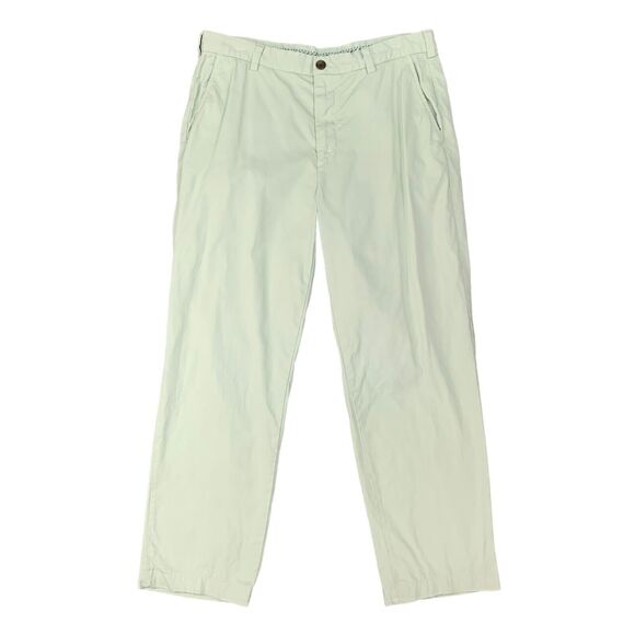 Brooks Brothers Clark Pants Mens 35x28 Pistachio Green Cotton Flat Front Chino - Picture 1 of 14